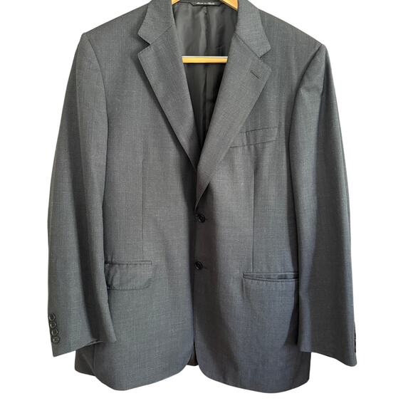 CANALI | 100% Wool Gray Microcheck 2 Button Blazer Notch Lapel Size 54 R (44 R) - Picture 1 of 11